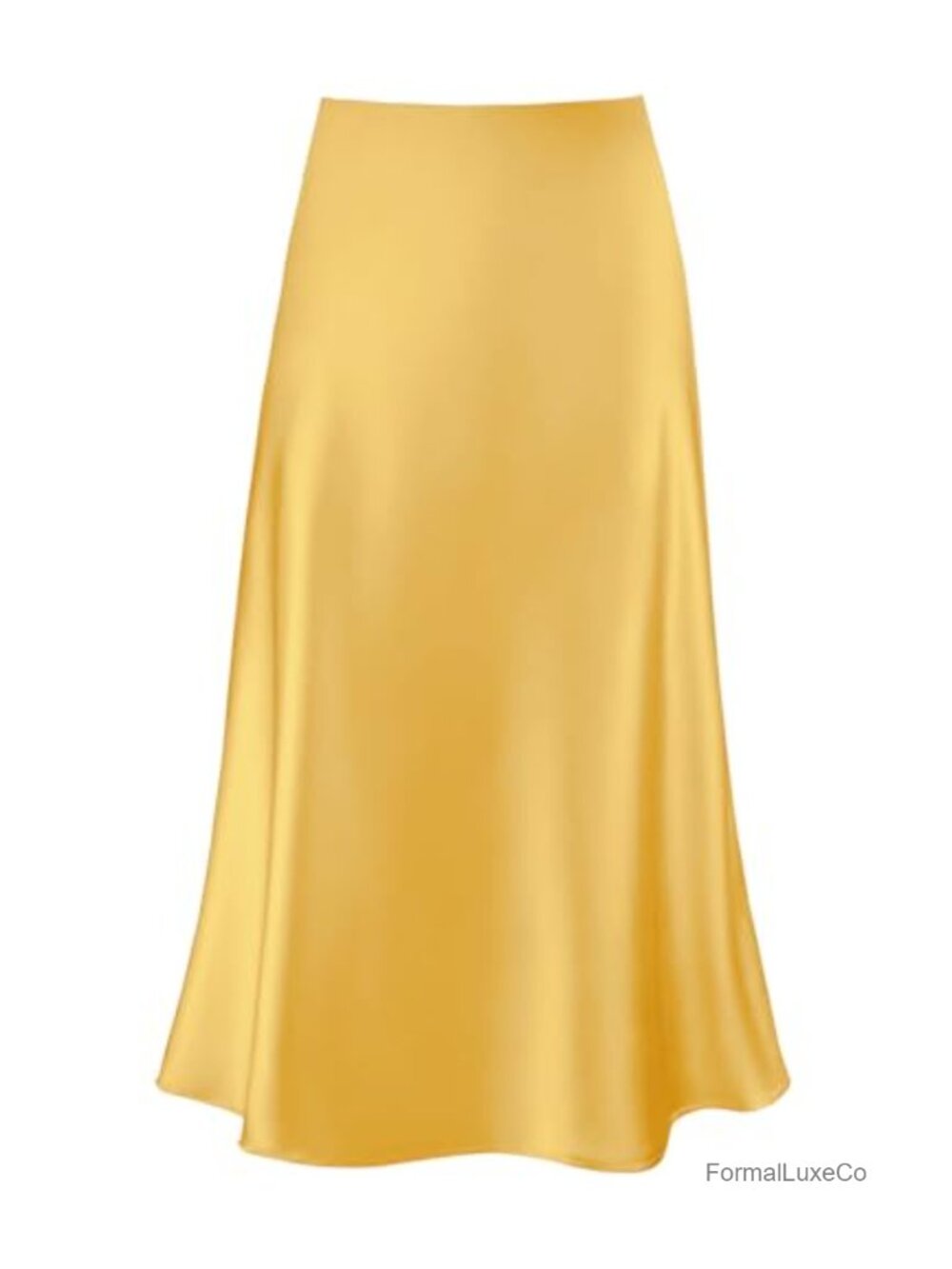 Women's Satin Midi Skirt High Waisted A-Line Flowy Hem Elastic Waist